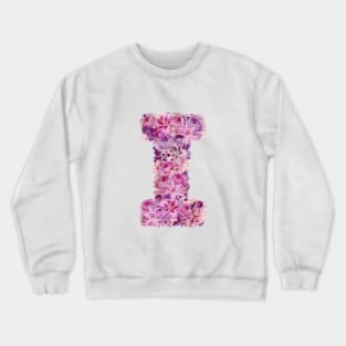 Pink Floral Letter I Crewneck Sweatshirt